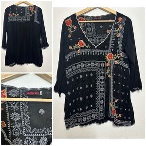 Johnny Was Bennett Midnight Garden Women's Tunic Blouse